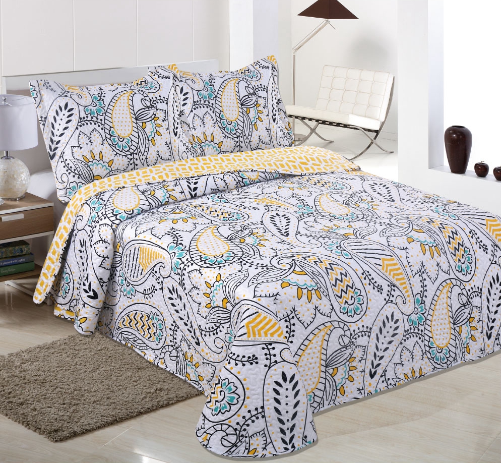 H&J Paisley printed quilt set Paisley printed bedspread