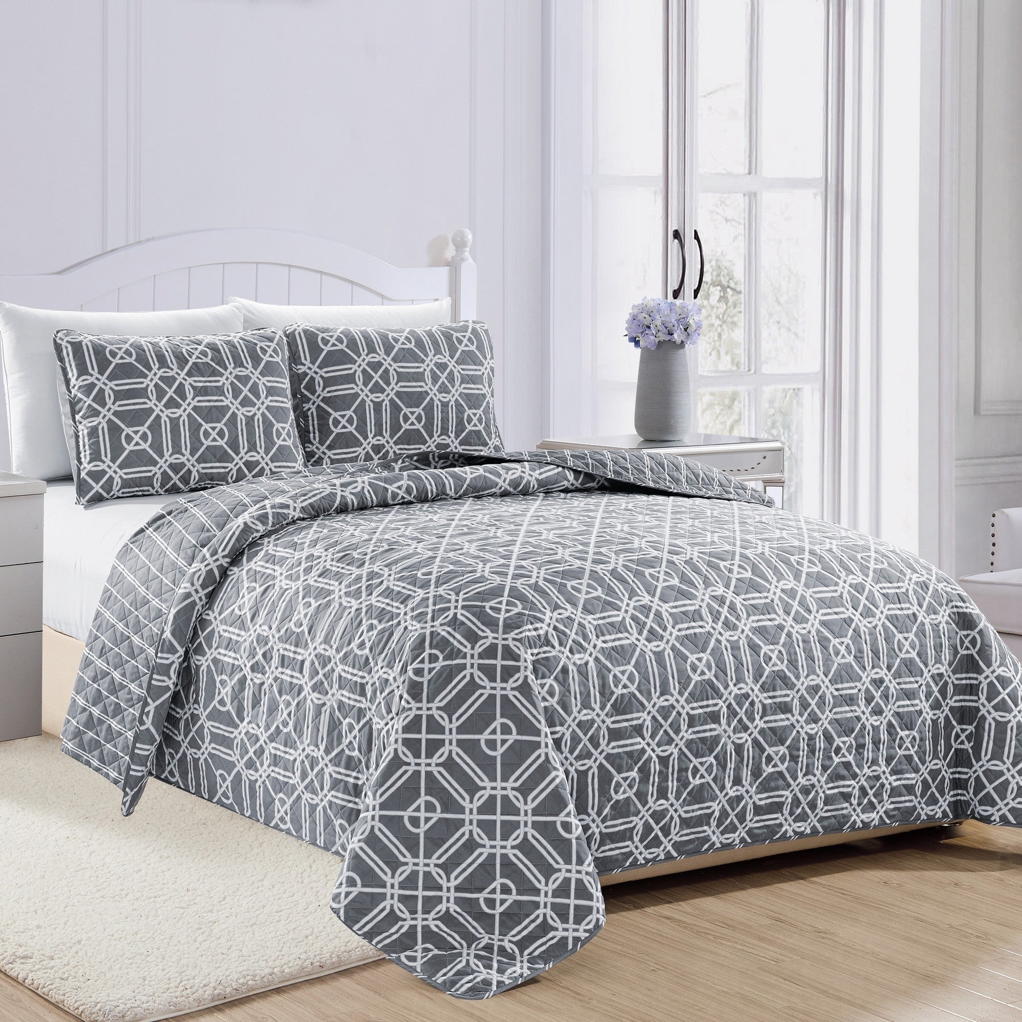 H&J geometric printed quilt set geometric printed bedspread