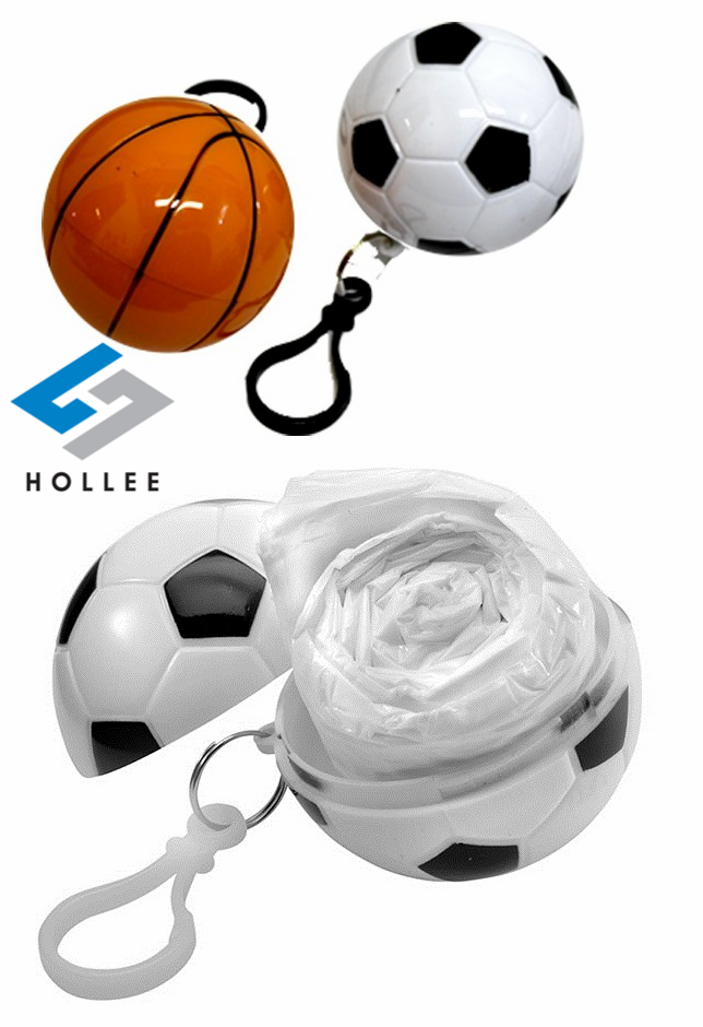Keychain Attached Disposable Poncho In Ball, Disposable Ball Raincoat, Disposable Pe Rain Poncho Ball