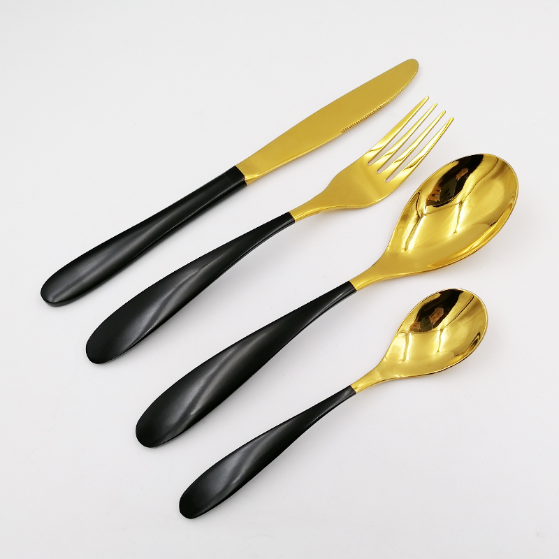 088 Food Grade Safe Golden Stainless Steel Cutlery Flatware