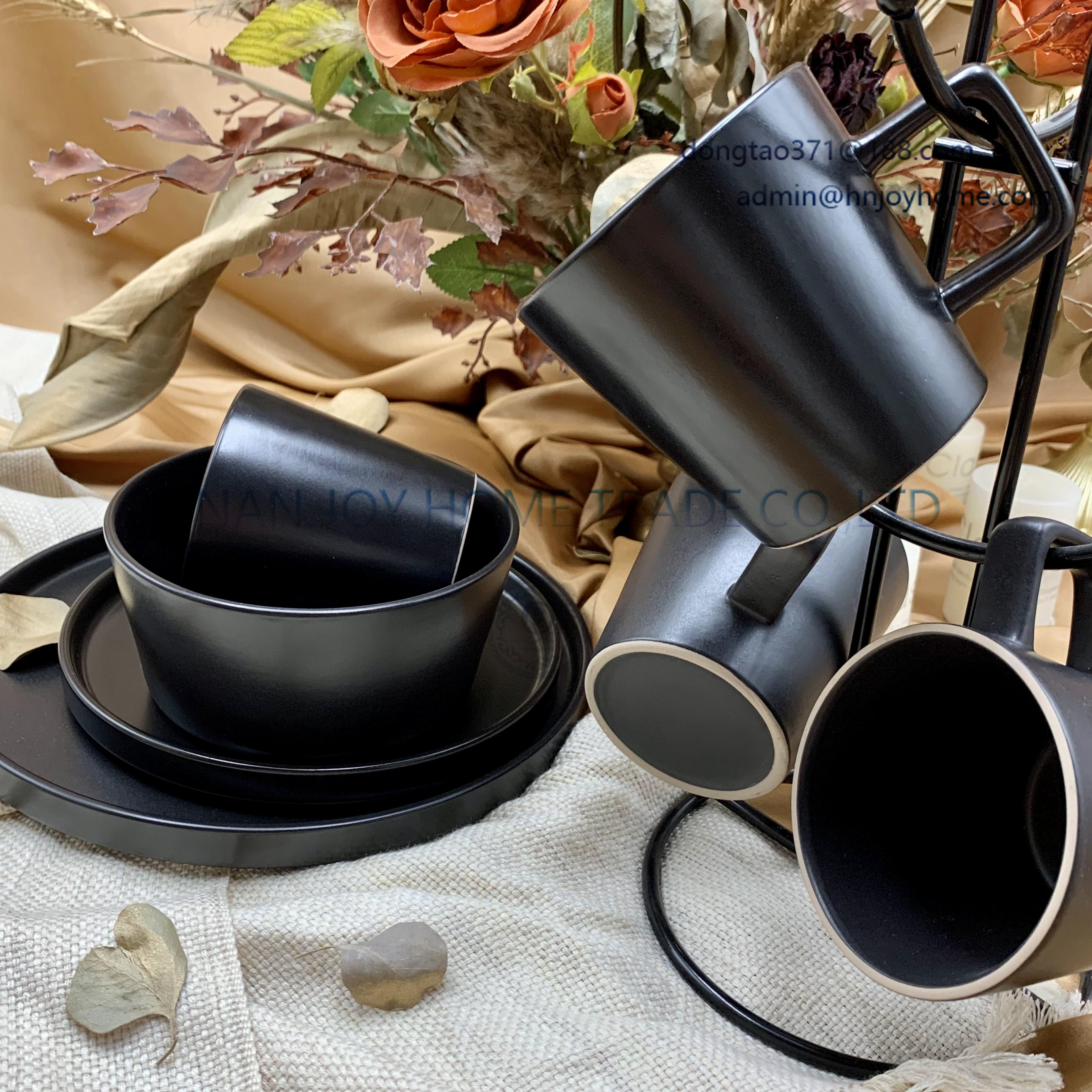 Black matte 16pcs dinnersets