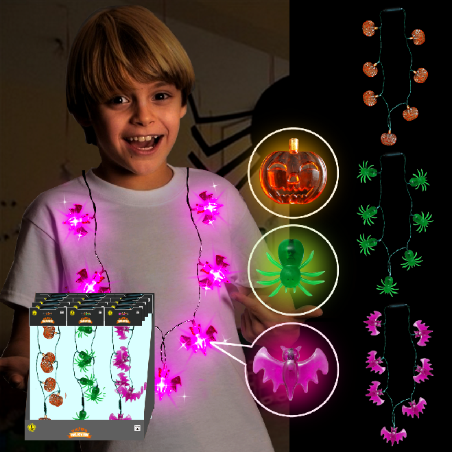 neonglo J50918 party item Halloween Light Up Halloween Necklace