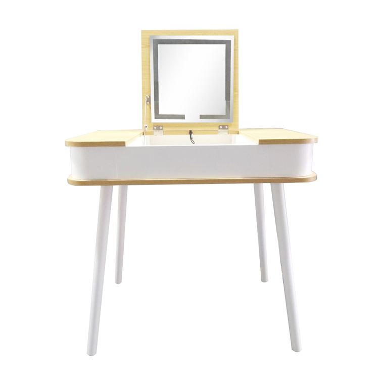 Factory price wooden Induction lamp dressing table with mirror and stool
