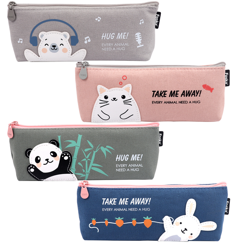 Colored Student Pencil Bag with Zipper