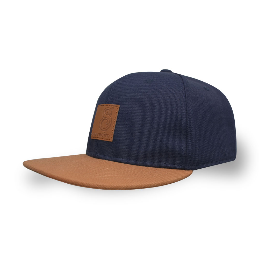 6 panel PU applique canvas snapback cap