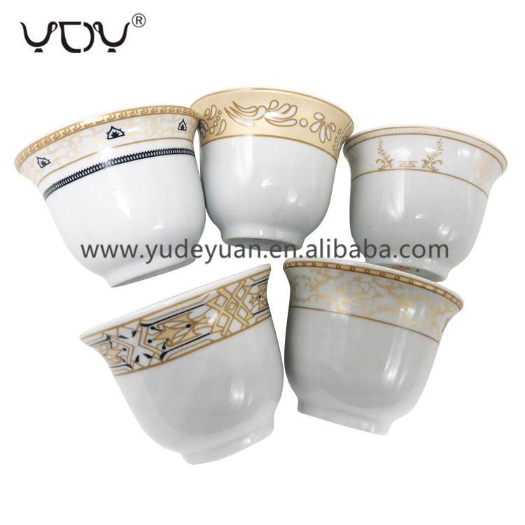 Porcelain gold decal design arabic coffee cups cawa customized