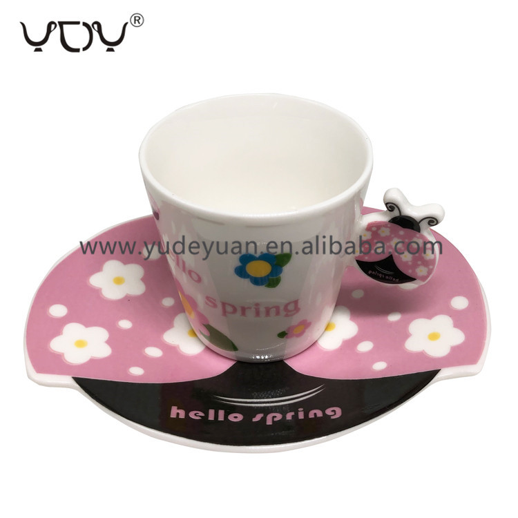 YDY wholesale cute personality porcelain coffee tea cup and saucer bone china