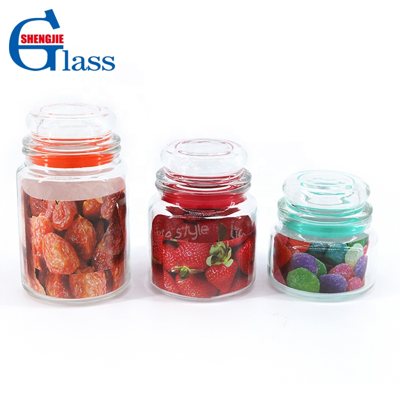 New Design Transparent Hermetic Glass Storage Jar with glass lids