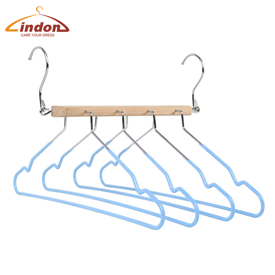 LINDON Folding Multi Layers Solid Wood Hanger with Stainless Steel
