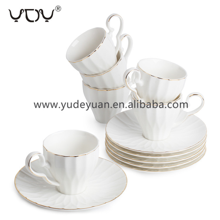 Gorgeous Design Fine White Porcelain Coffee Cup And Saucer
