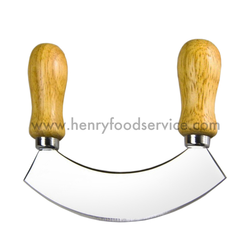 Rocker Style Pizza Knife,Dual Wood Handles