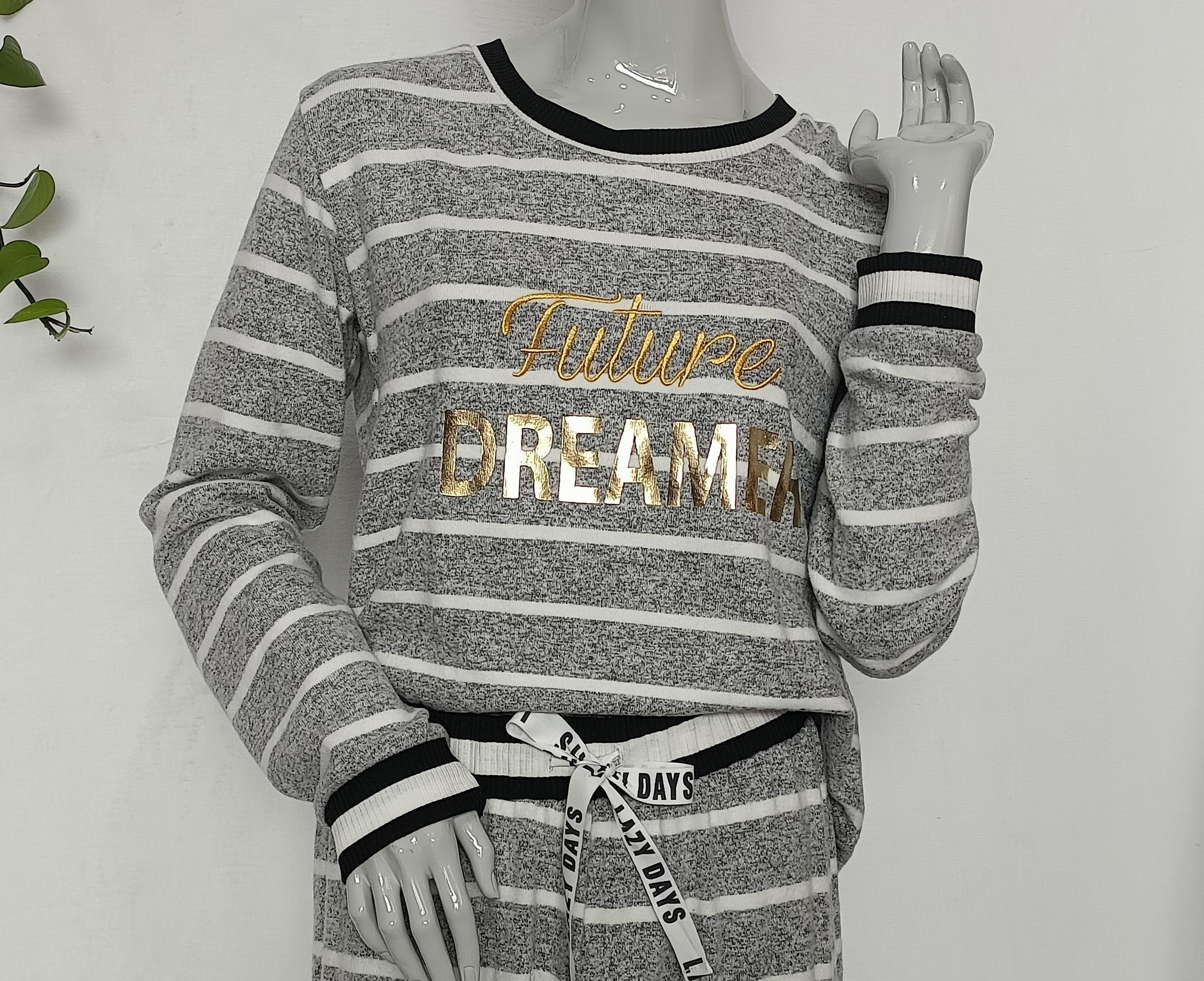Ladies hacci stripe pyjamas set