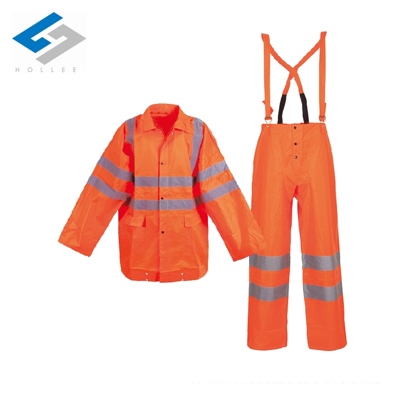 High quality waterproof hi vis Orange safety industrial water proof rainsuit