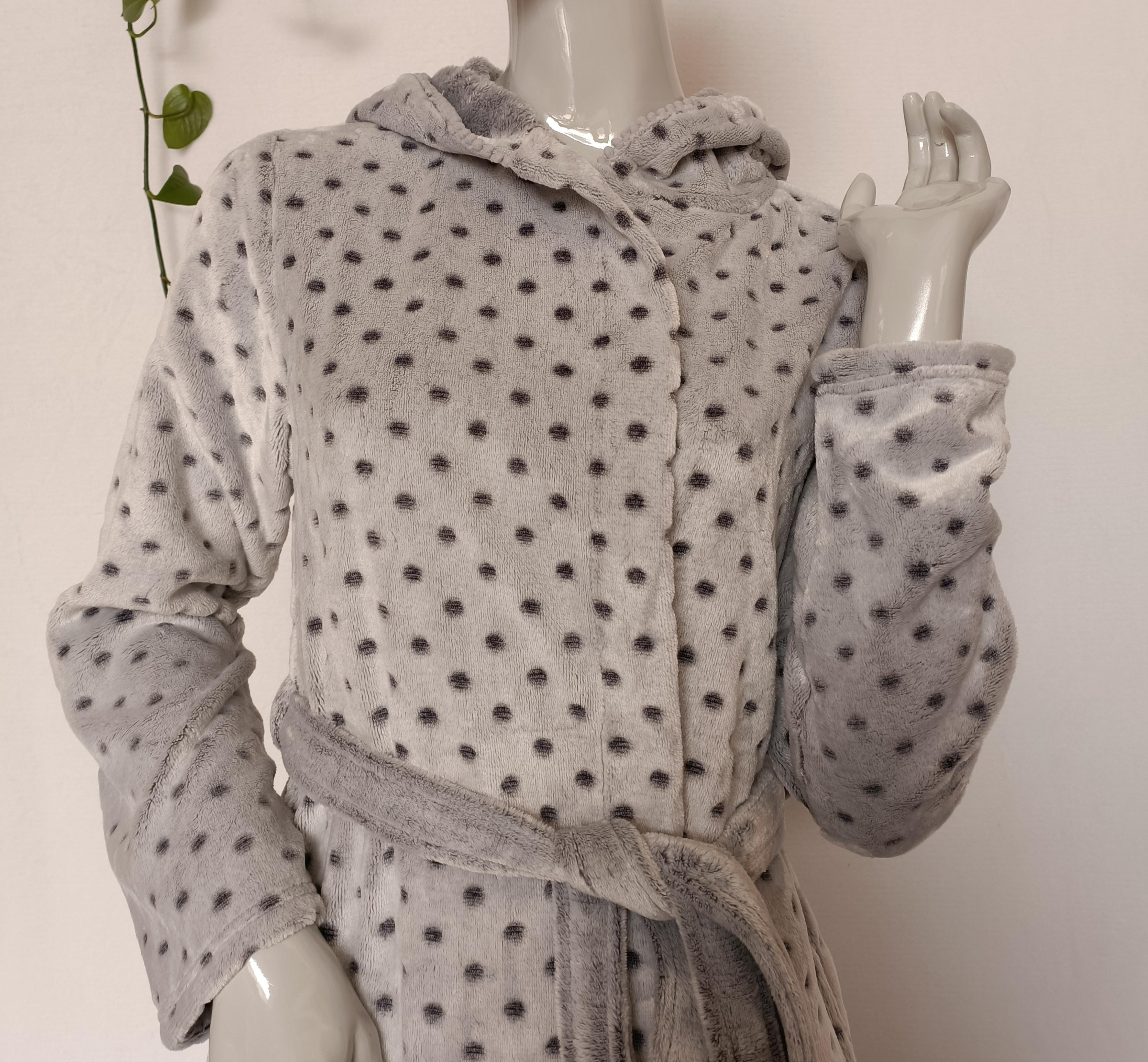 Ladies embossed print fleece robe