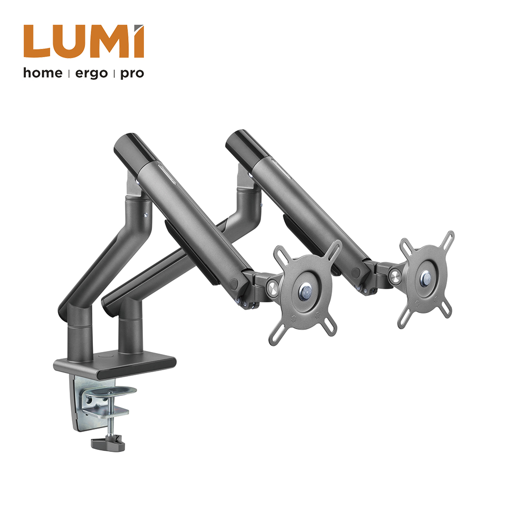 Dual Monitor Premium Slim Aluminum Adjustable Spring-Assisted Monitor Arm
