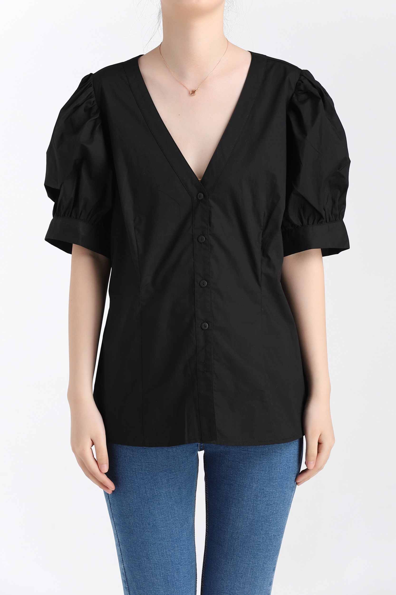 women deep V neck shirt
