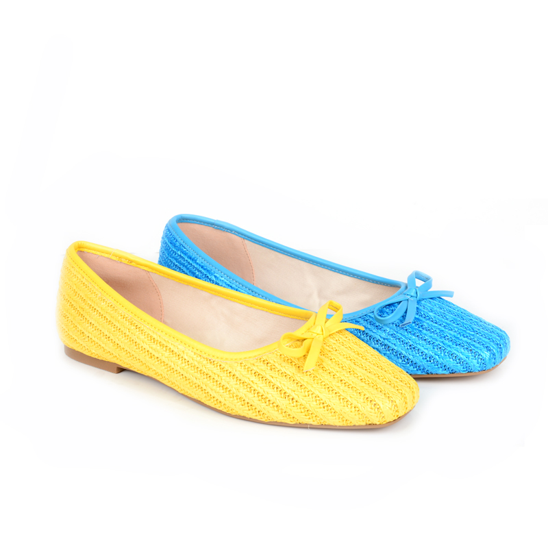 2021 Fashion OEM Raffia Upper Women Ballerina Flats