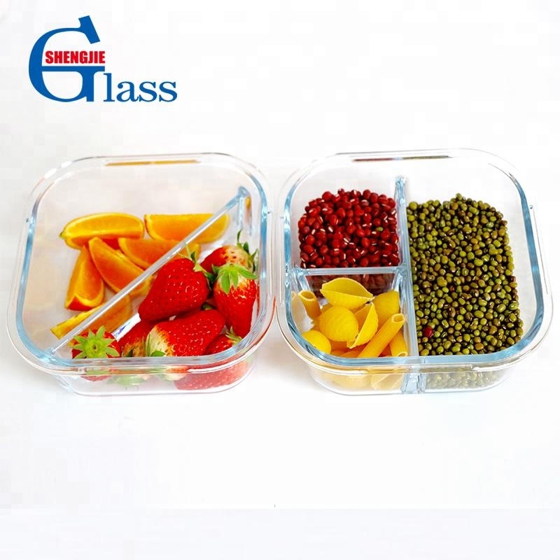 Wholesale Multi Compartment Square Glass Lunch Boxes With PP Lids