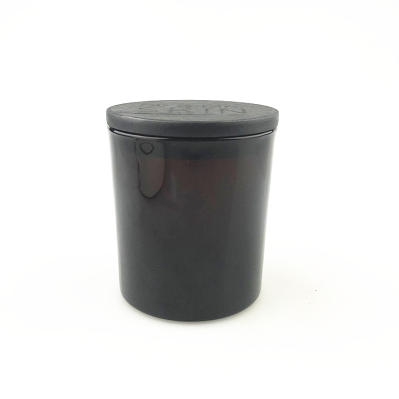 200ml amber glass candle jar with wooden lid