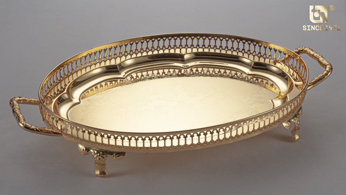 Iron Flash Gold Tray With Foot
