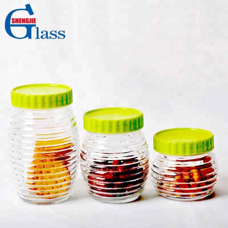 Bee Shaped Kitchen Glass Candy Storage Bottle Jars With Screw Lids