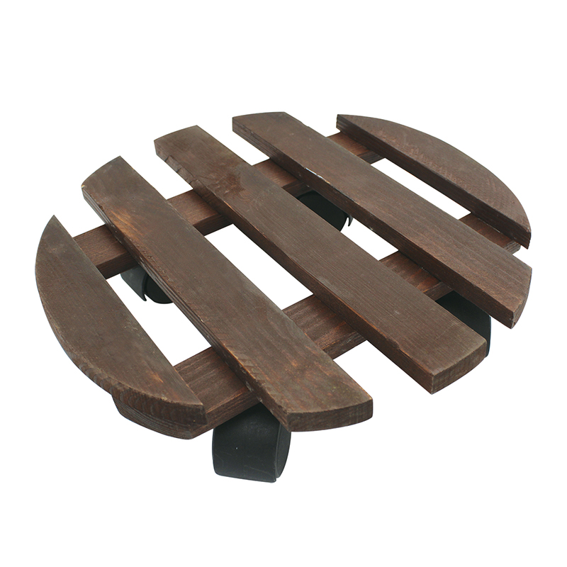 12 Inch Round wooden rolling dolly light weight planter mover dolly