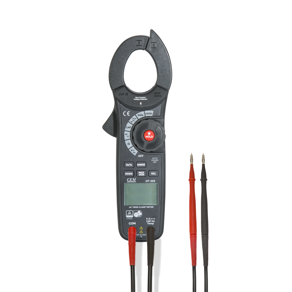 CEM DT-355 Dark Gray Digital Clamp Meter, TRMS 6000 Count