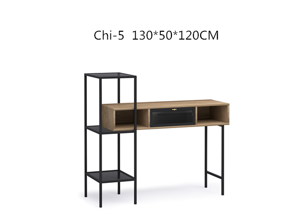 Desk with metal shelf
