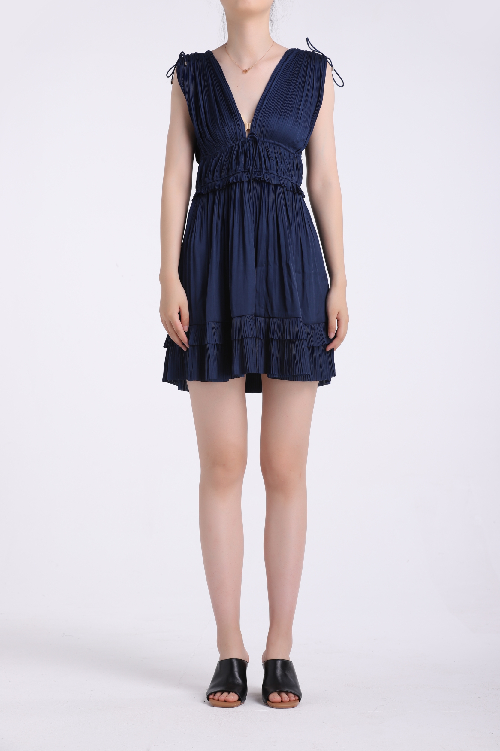 Women deep V neck short dress