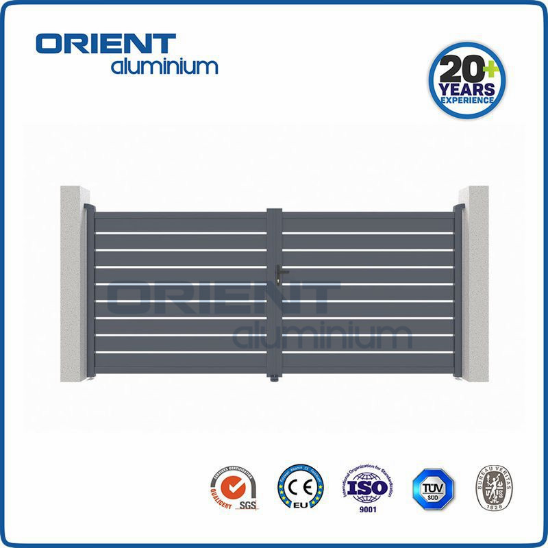 Grey coated color aluminum swing gate, electric aluminum morden sliding gate for home garden