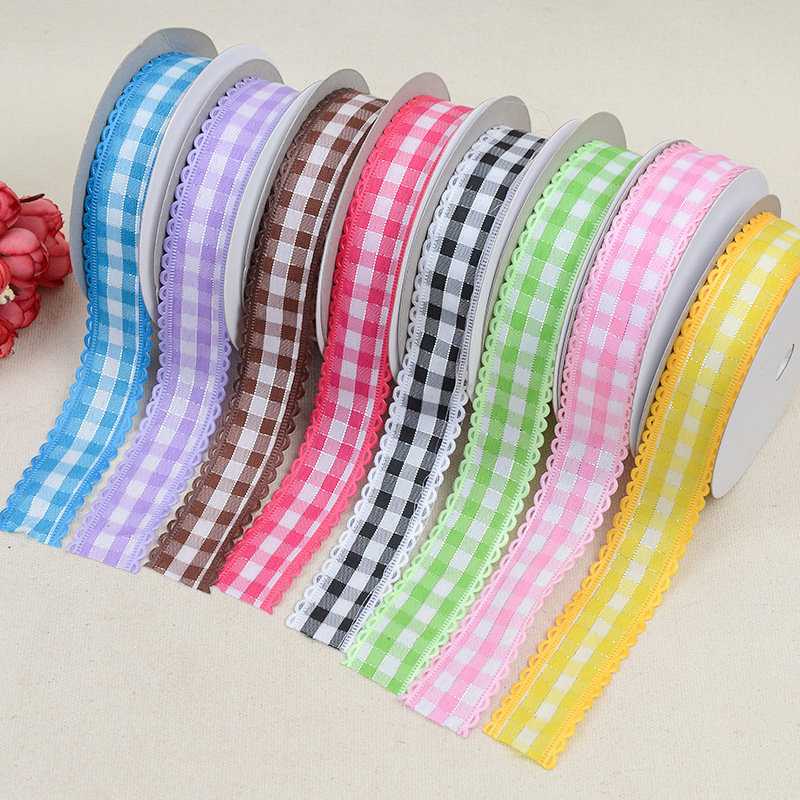 Silver thread checkered ribbon