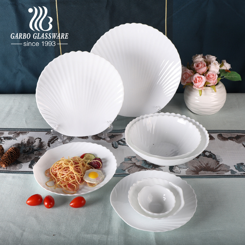 10 inch white opal glass dinner set opal glass plate bowl tableware