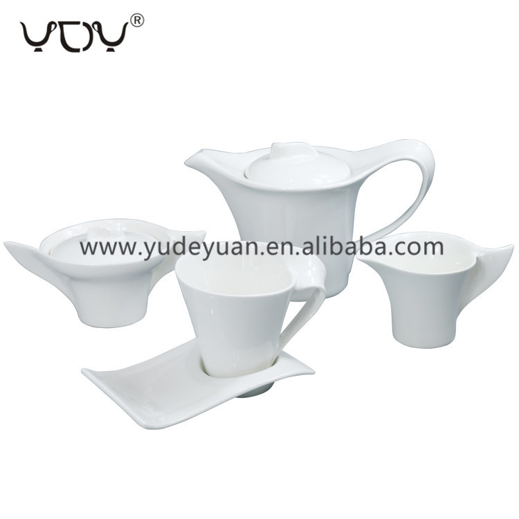 Wholesale price 17pcs white fine porcelain coffee tea sets bone china