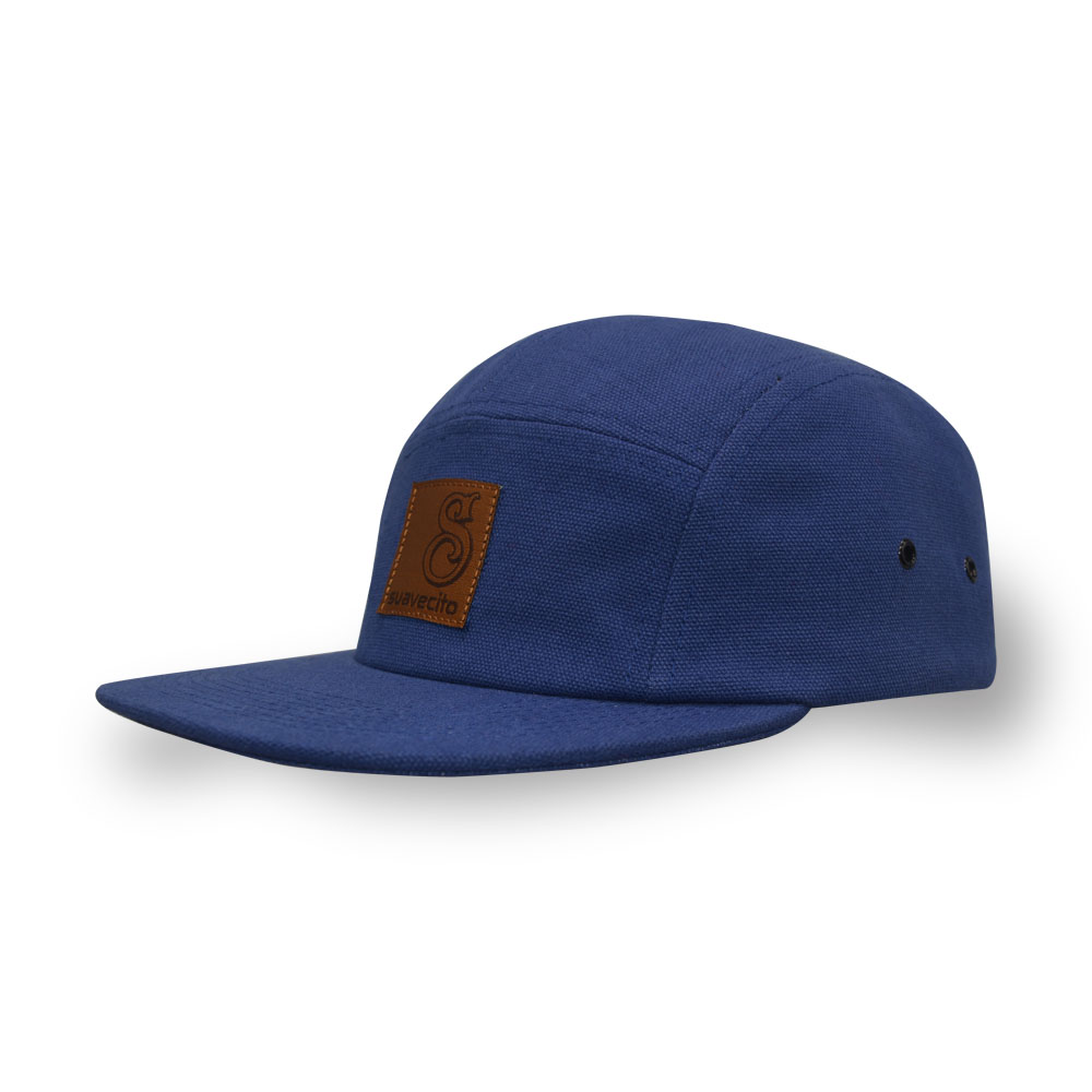 5 panel PU applique canvas snapback cap