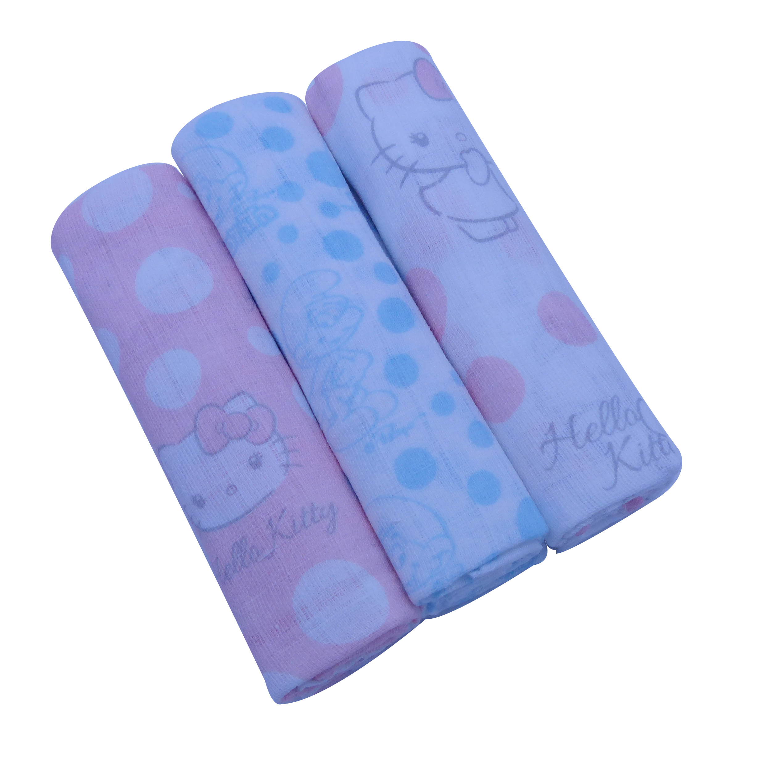 Licenses 100% Cotton Baby Muslin Cloth Diapers 3 Pack