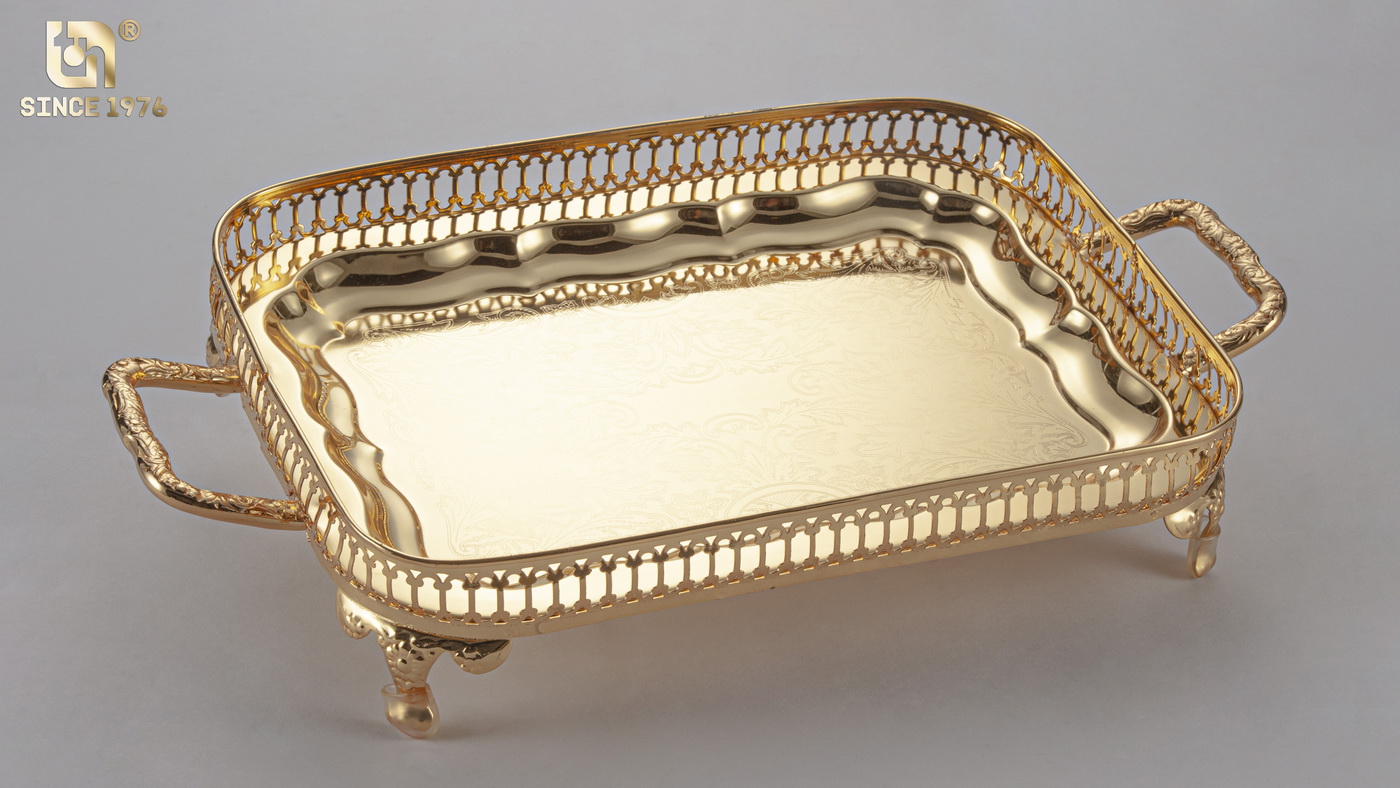 Iron Flash Gold Tray With Foot