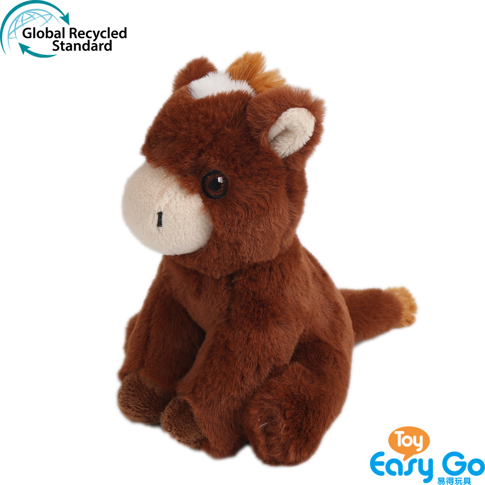 GRS ECO-friendly RPET 100% Recycled plush toy stuffed farm animals horse made of plastic bottles