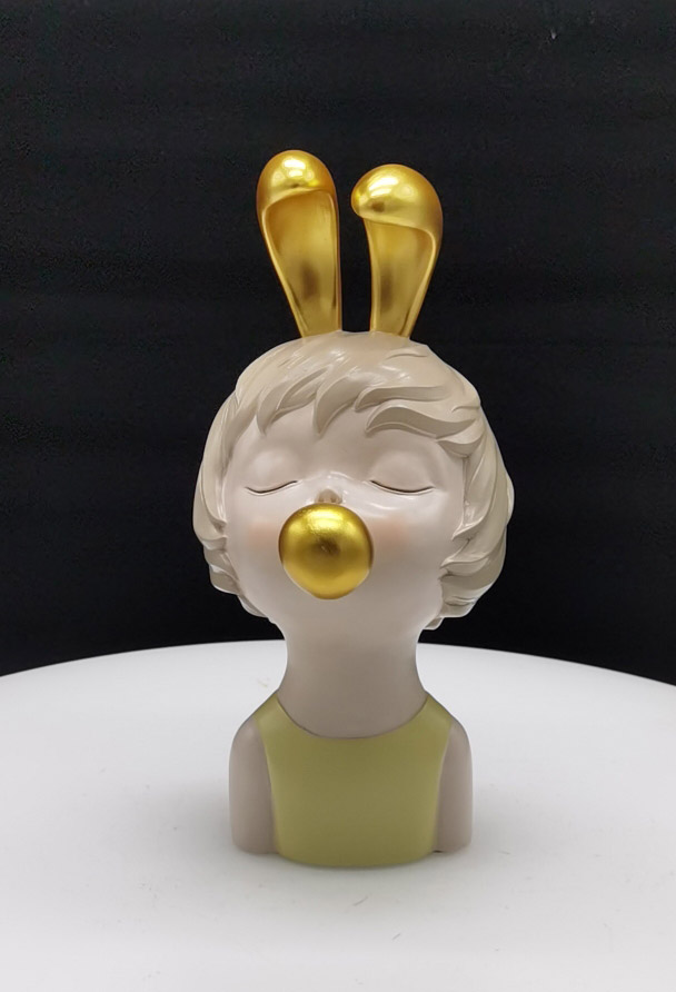 Polyresin Figurine - Rabit Girl with balloon