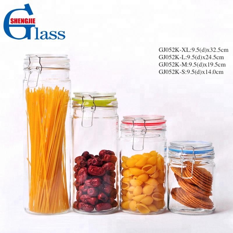 Decorative Clear Glass Airtight Jar with Glass Seal Lid