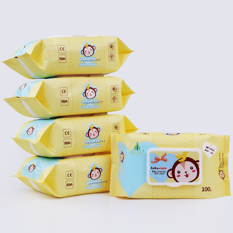 Private Label 100pcs soft alcohol free biodegradeble flushable baby cleaning wet wipes