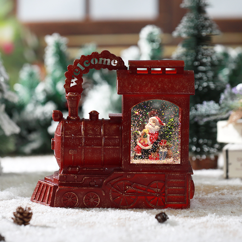 Red-house Chrsitmas music lighting spinning water lantern train