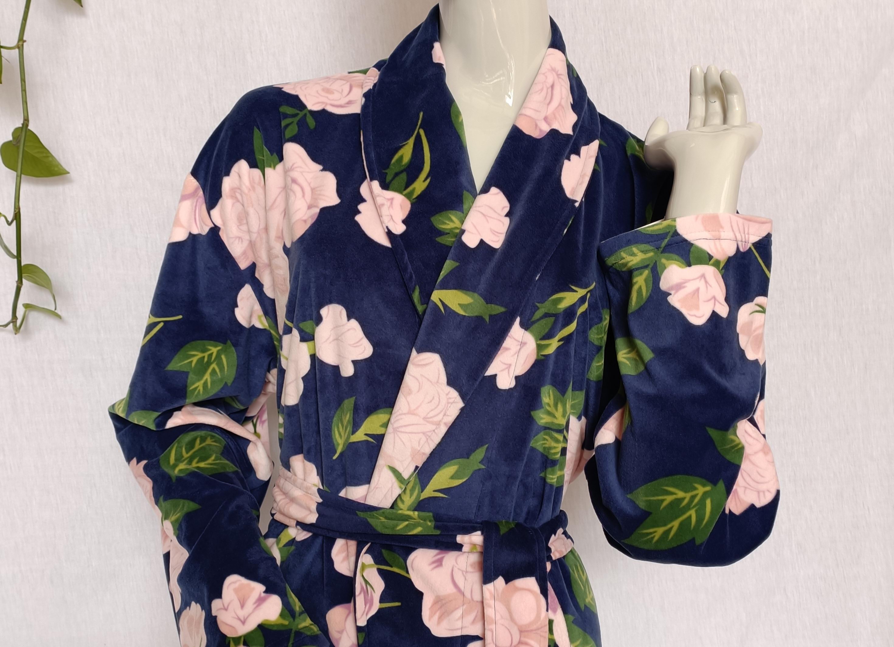 Super soft velvet printed flower robe