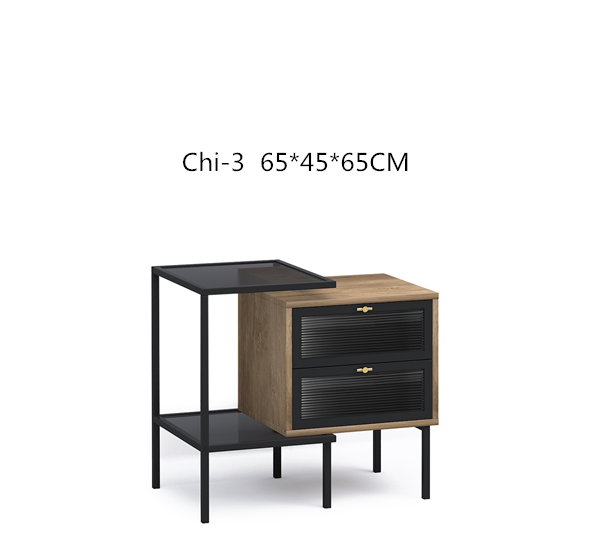 Night stand with metal display shelf