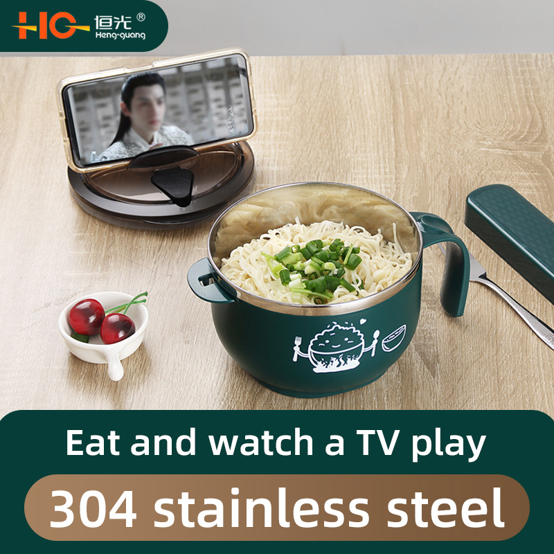 New Stainless steel double bowl of instant noodles Pet bowl Double insulation 304 stainless steel