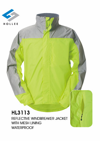 reflective windbreaker jacket with mesh lining waterproof