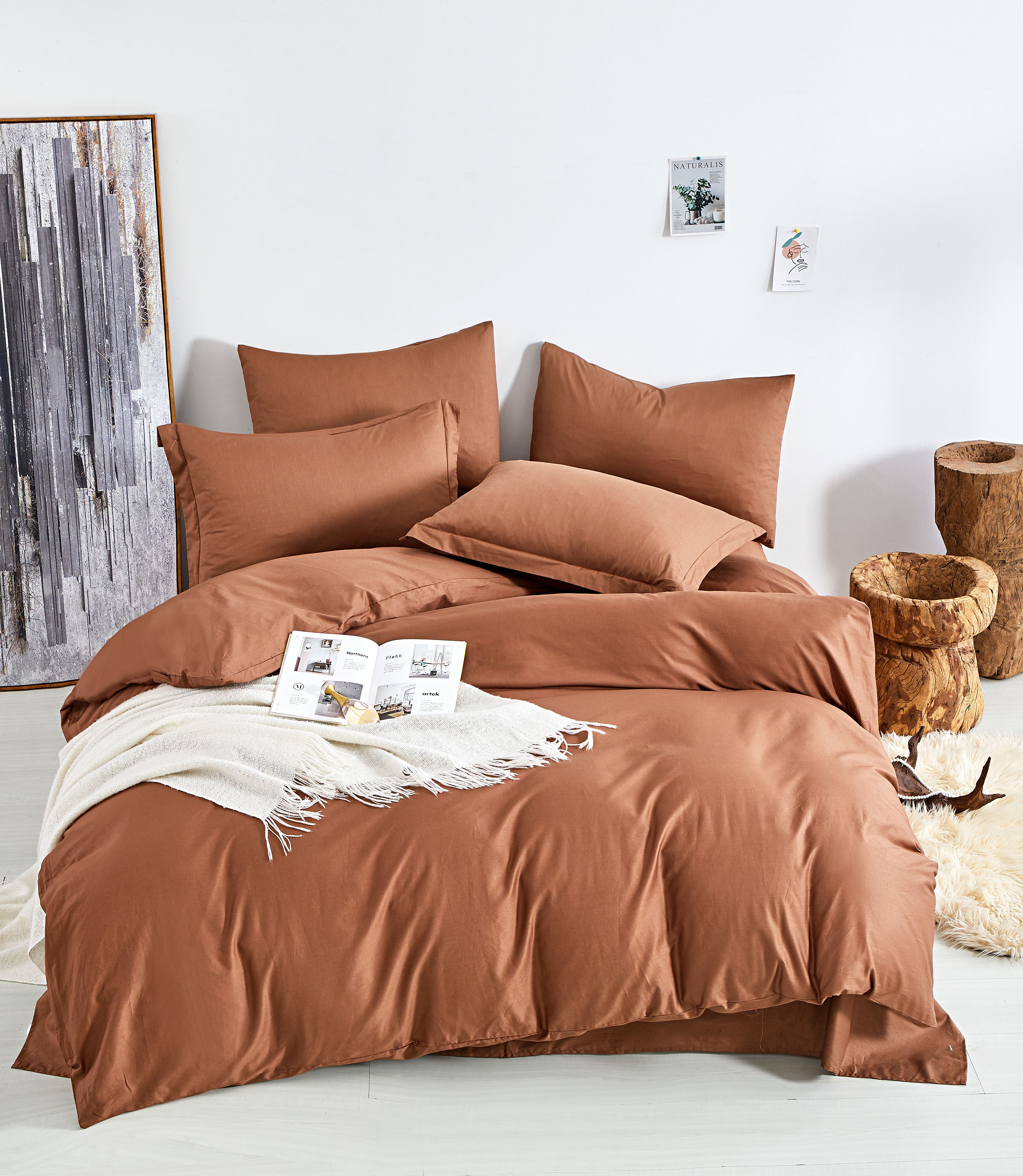 Solid color duvet cover set bedding set grey(100%cotton / 100%polyester)