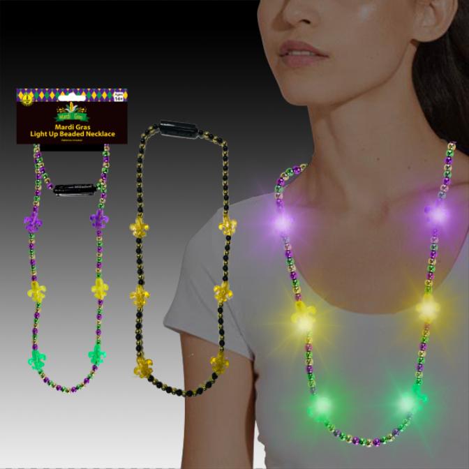Neon Glo J30435 party item Mardi Gras LED Beads Necklace