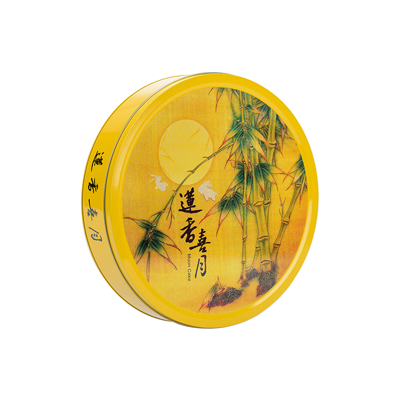 Round moon cake tin box customization Biscuit moon cake tin box packaging Creative custom Mid-autumn moon cake tin box packaging