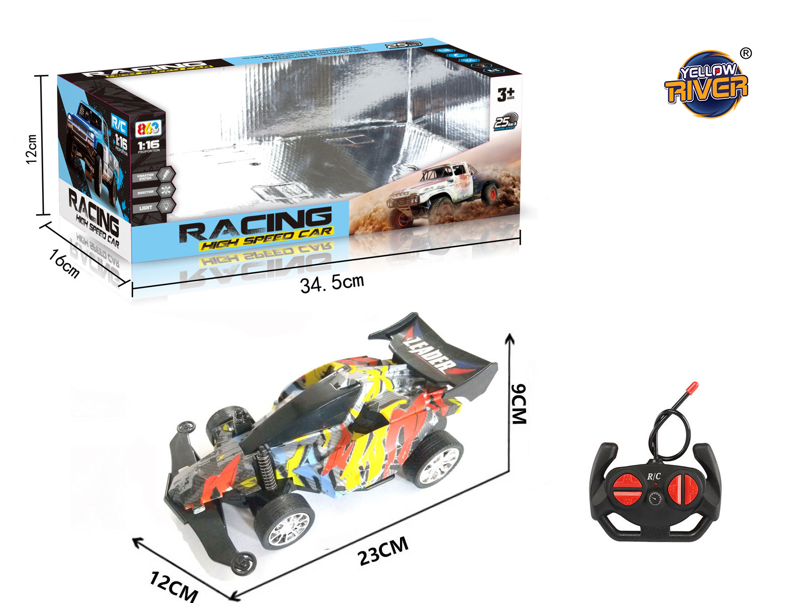 Yellow River 1: 16 four way remote control four wheel drive vehicle with light (color)