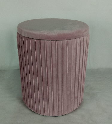 YR21032710 Bedroom furniture Zhengheshun storage stool in pink wrinkle velvet